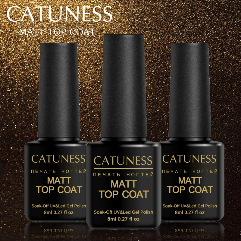 CATUNESS Matte Gel Top Coat 8ml No Need Surface Wipe Long lasting Soak