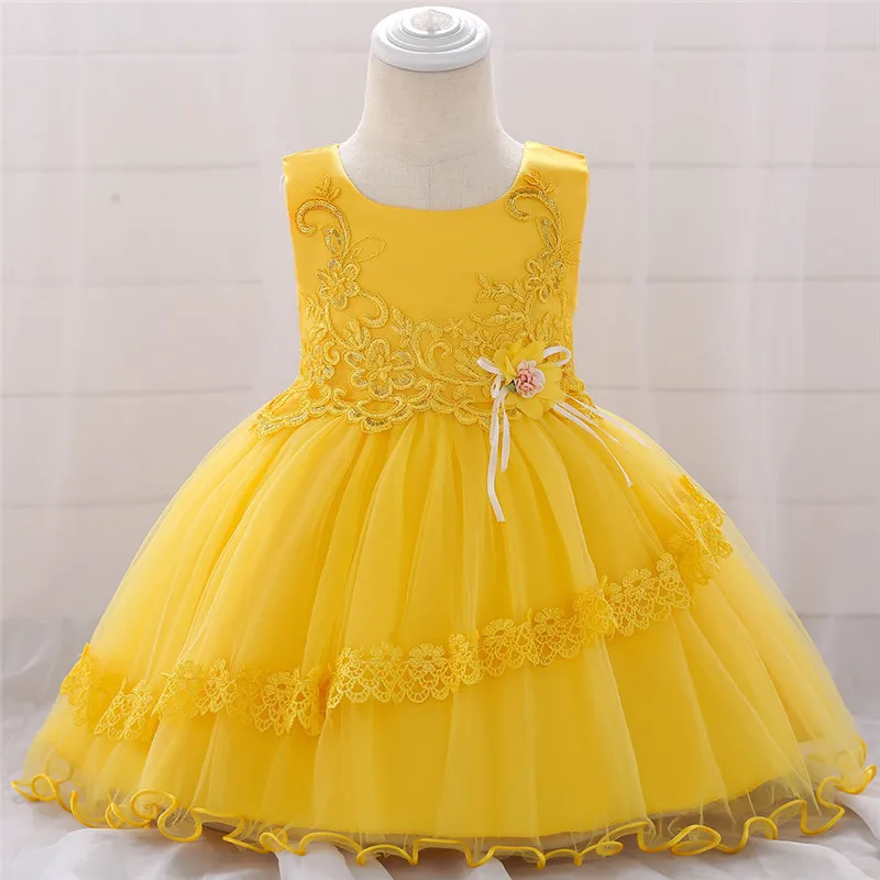 Abito bambina Abito natalizio bambina 1 anno festa di compleanno abito principessa abiti per bambini - Цвет: Цвет: желтый