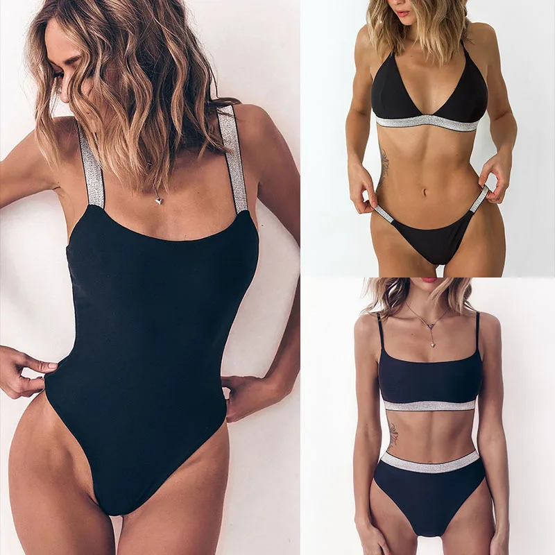 

Hirigin 3 Style Sexy Women Swimwear 2019 New Thong BIkini Set Bikini And One Piece Swimsuit All Padded Women Bathing Suit Beach