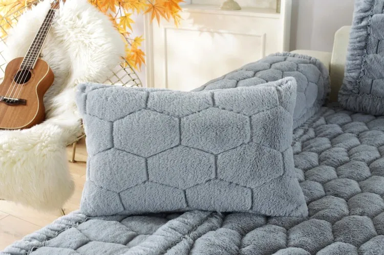 Осень и зима широкая кроличья меховая диванная подушка ткань нескользящая диванная полотенце простой плюшевый чехол для дивана на заказ