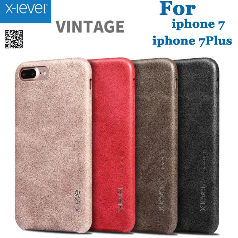 Kopen X Niveau Case iphone 7 7 Plus Retro Vintage X Level Leather Terug Beschermende Shell Voor iPhone 7 Plus