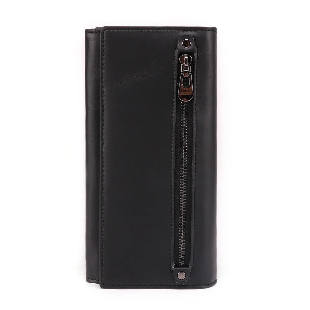 JOGUJOS бренд из натуральной кожи женский клатч кошелек многофункциональный кошелек для монет для телефона сумка держатель для карт на застежке Rfid кошелек удобный - Цвет: Black