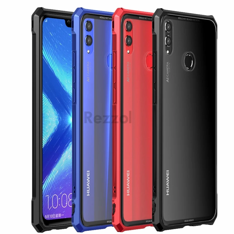 Para Huawei honor 8X max caso cubierta de lujo de parachoques de Metal duro de vidrio templado claro de la contraportada para Huawei honor 8X fundas Coque