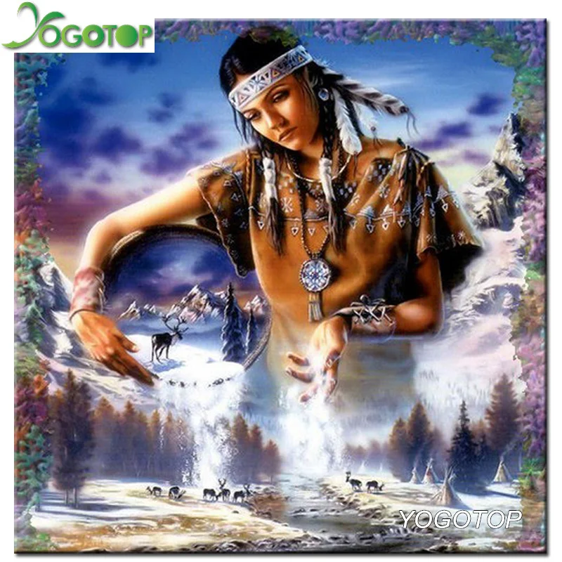 Yogotop Diy Diamond Painting Cross Stitch Indian Girl Needlework