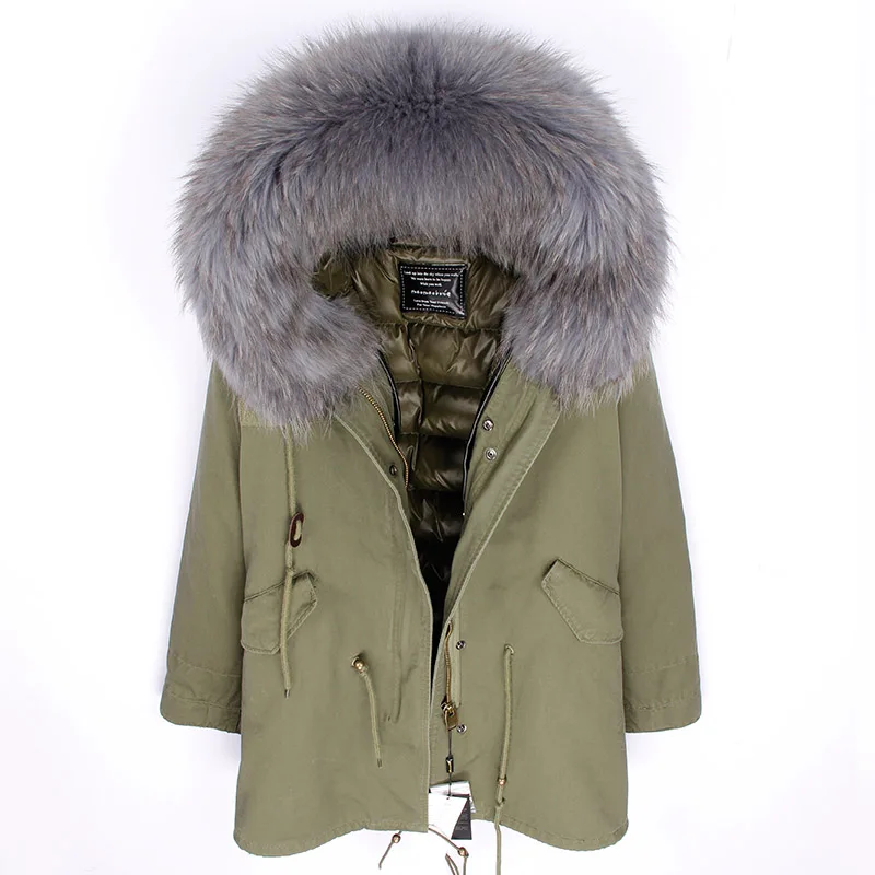 Зимняя куртка, Женское пальто с натуральным мехом, длинная парка, серебристая парка, натуральный мех енота, утиный пух, пальто, Толстая теплая верхняя одежда, Топ бренд