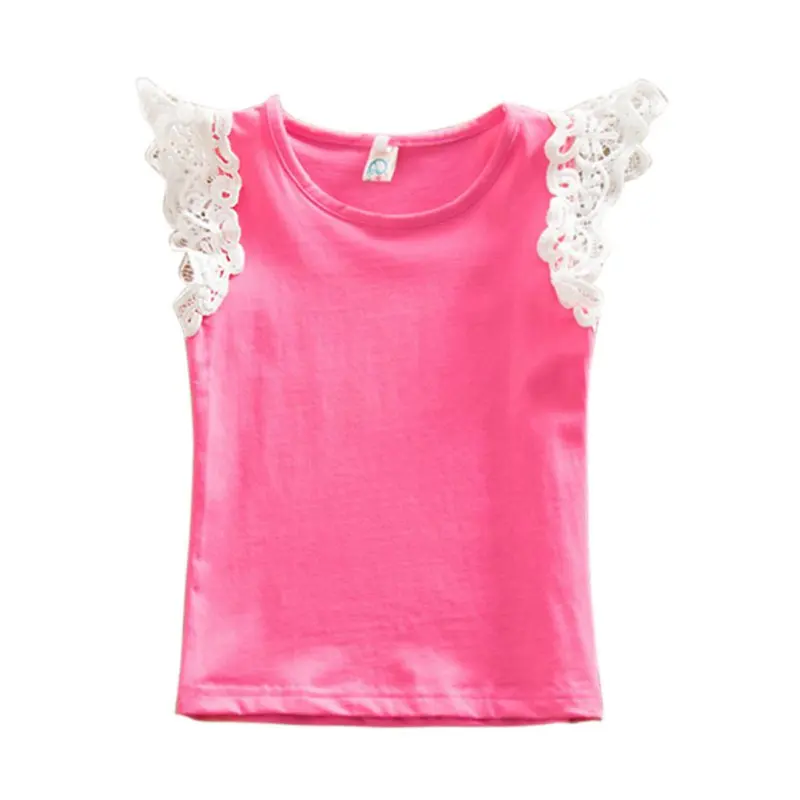 

7 Colors Summer Lovely Children's T-shirts Tops Toddler Cute Girls Sleeveless Lace T-Shirt Kids Clothes