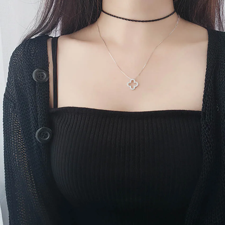 7 Fashion 925 Silver Jewelry Symbol Of Love Clover Necklace Sterling Silver Necklaces & Pendants For Women Drop Shipping
