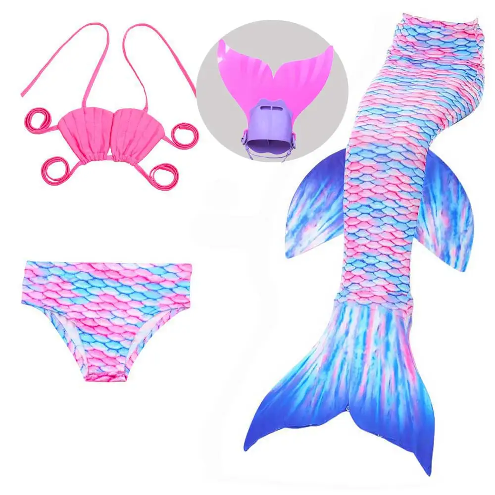 Girls Mermaid Tail Swimming Bikini Suit And Dress Monofin Mermaid Tails