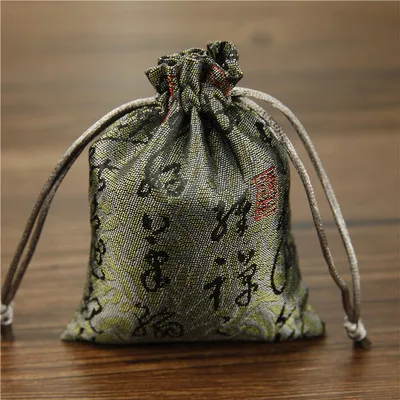 

Cheap Chinese Word Small Packaging Bags for Jewelry Gift Pouches Drawstring Silk Satin Bracelet Storage Pocket Craft Sachet