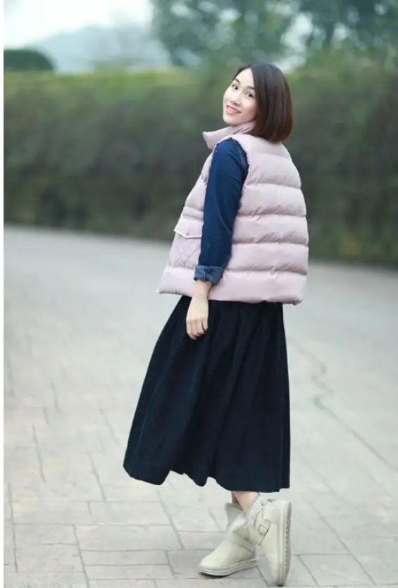 Literature Plus Size Style Corduroy Skirt Mid-length Vintage Loose A-line Type Skirt Elastic Waist Pleated Bubble Long Skirt9