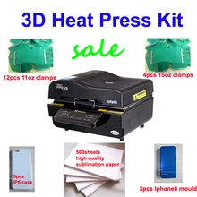 Free shipping 3D Heat Press Kit 3d vacuum multifunctional sublimation heat press t-shirt iphone case mug printer 110v/220v