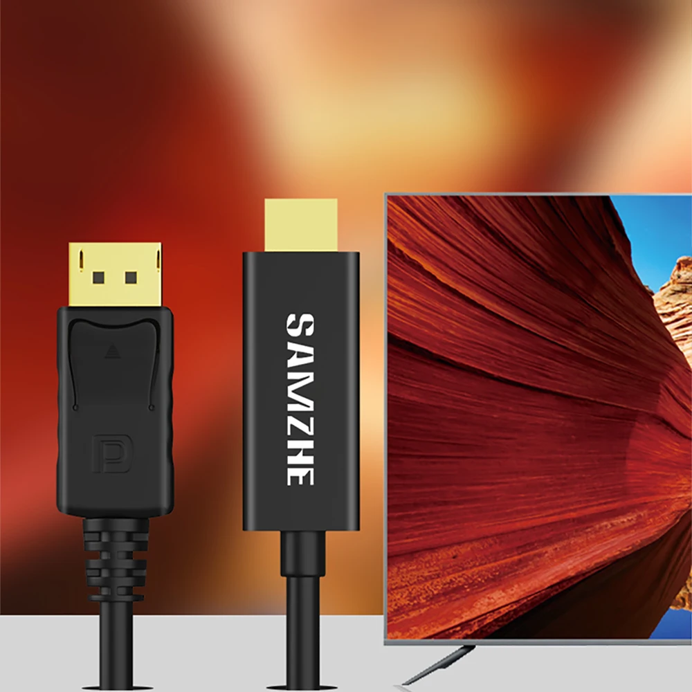 SAMZHE Displayport to HDMI конвертер кабель 1080P HD DP Мужской к HDMI Мужской Кабель-адаптер конвертер 1,8/3 м для ПК ноутбук проектор