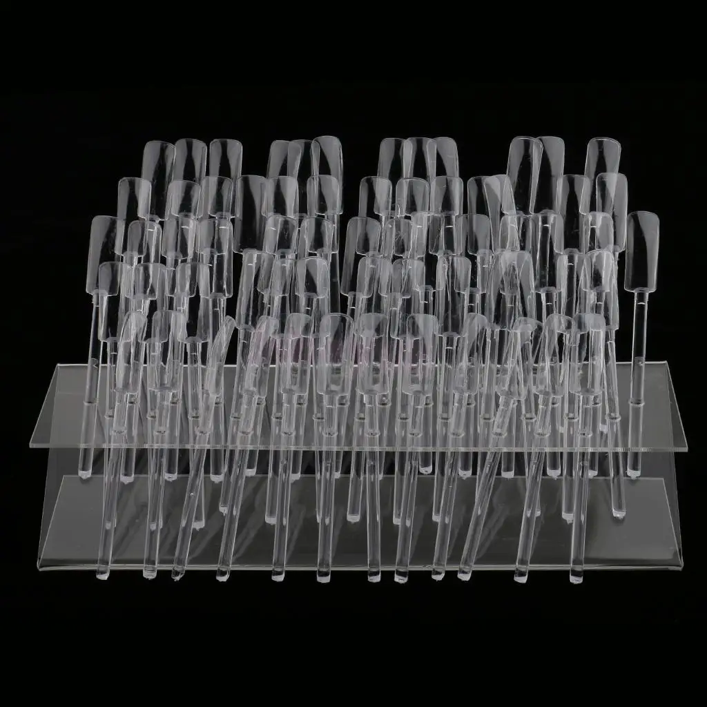 

64 Clear Sticks Nail Art Display Stand Salon Tool UV Gel Acrylic Tips Rack