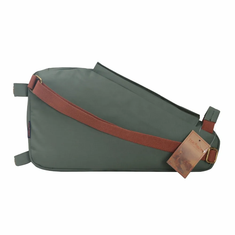 Clearance Tourbon Vintage Bike Frame Tube Triangle Bag Bicycle Pouch Backpack Zippered Green Waxed Canvas Waterproof Cycling Accessories 5