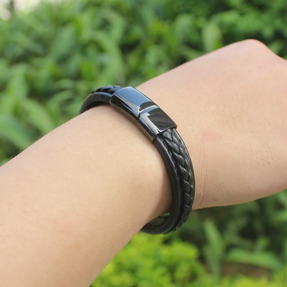 TYO Personality Braided Genuine Leather Bracelet & Bangle For Men 6 Colors For Choices Minimalist Design Accessories Jewelry