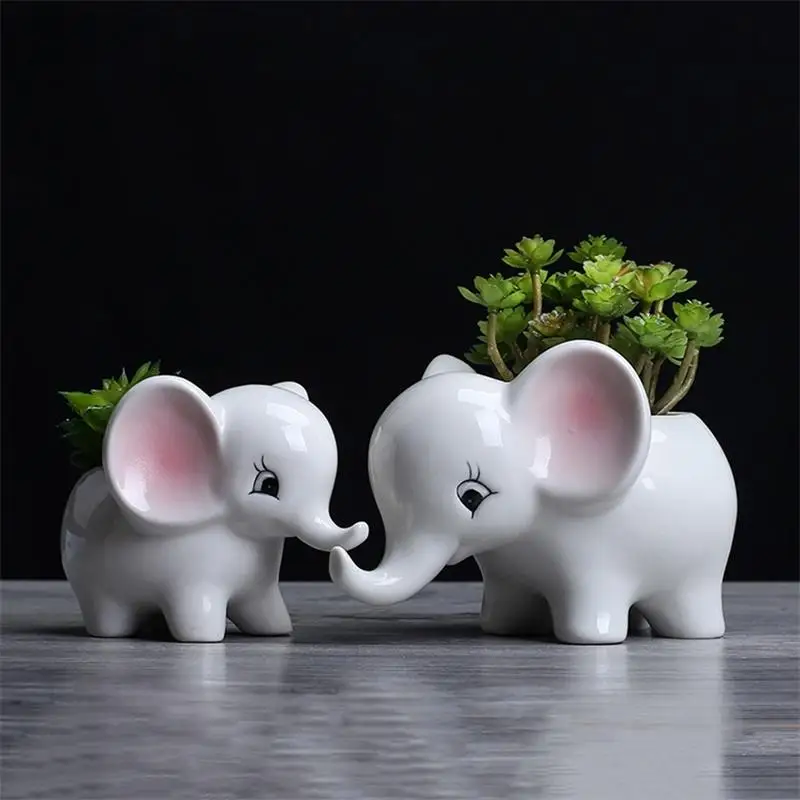 741 Dessin Animé Mignon Pot De Fleur Jardinières Accessoires De Décoration De La Maison Vase à Fleurs éléphant Vases En Céramique In Pots De Fleurs