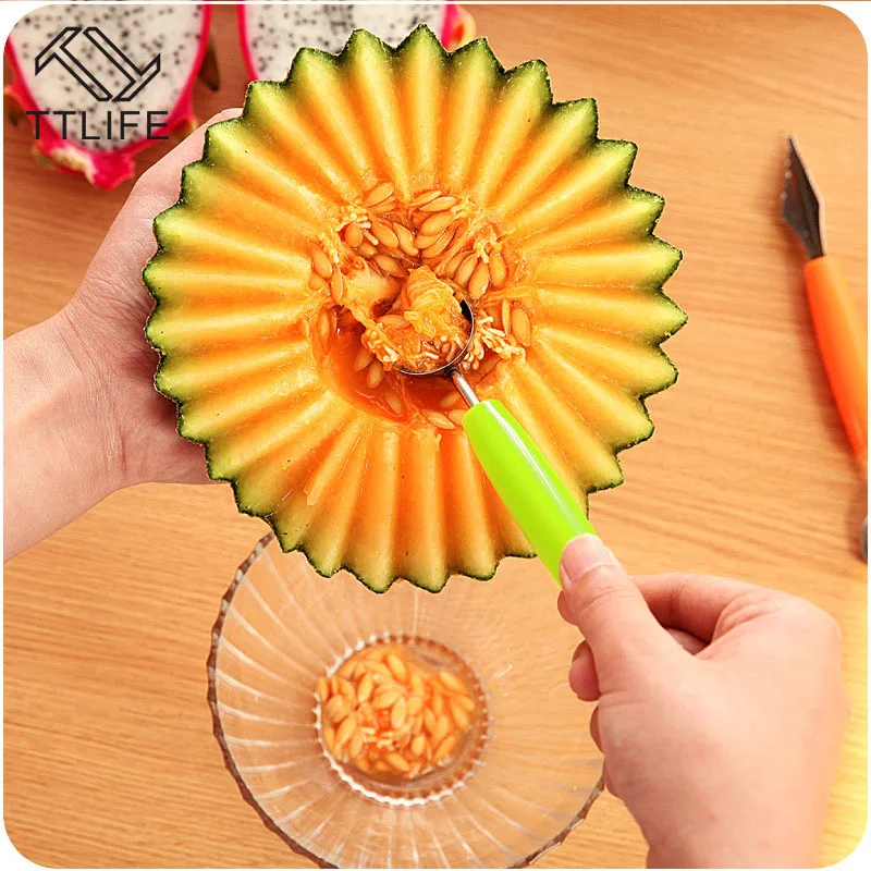 

TTLIFE Ice Cream Dig Ball Scoop Spoon Baller DIY Assorted Cold Dishes Tool Watermelon Melon Fruit Carving Knife Cutter Gadgets