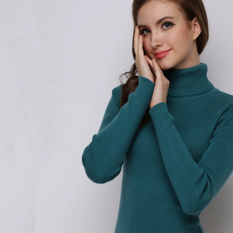 Anti-season clearance autumn and winter thick cashmere sweater female high collar Slim bottoming shirt pullover sweater 