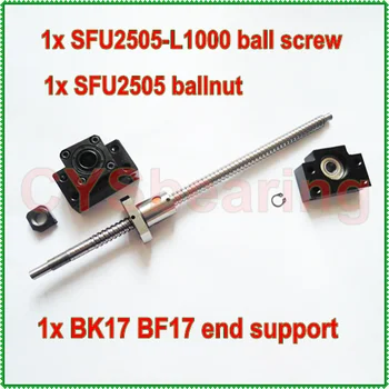 

Anti Backlash ball screw 2505 -L 1000mm+ 1pcs Ballscrew Ball nut for CNC and BK17 BF17 Ballscrew support