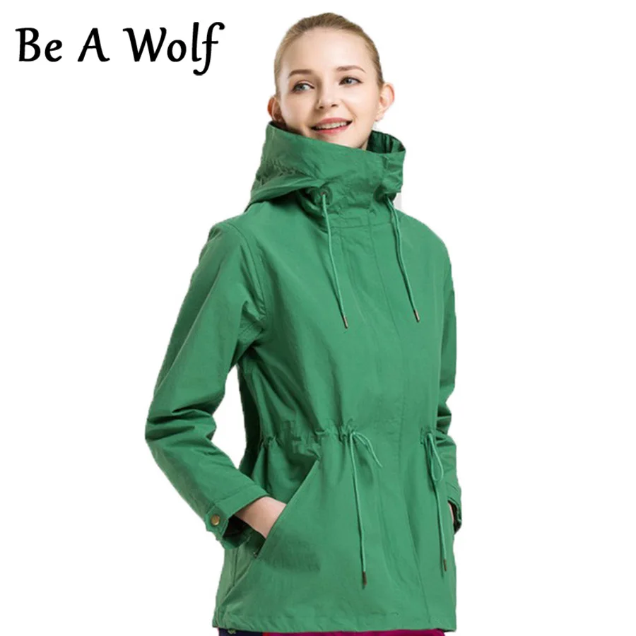 

Be A Wolf Hiking Jackets Women Spring Autumn Zipper Straight In The Long Slim Windbreaker Jacket Coat ladies Outwear 211