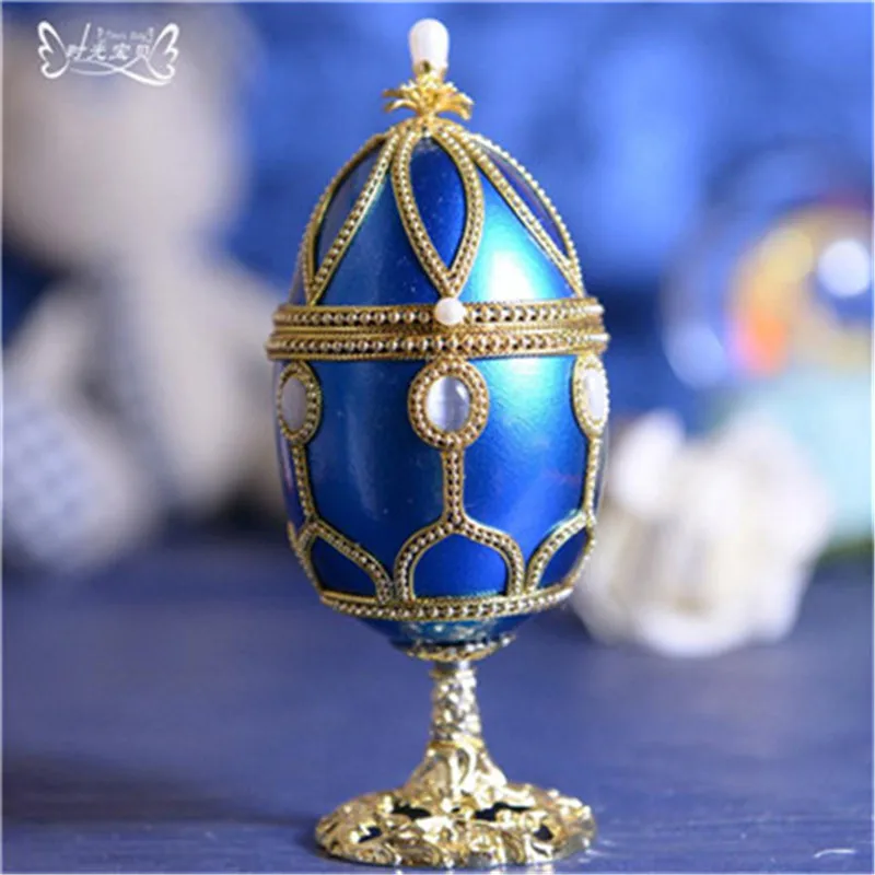 

Royal Noble Handicraft Pearl Diamond Blue Music Box Eggshell Jewellery Box Girl kid Wedding Gifts for girl women Valentine's Day