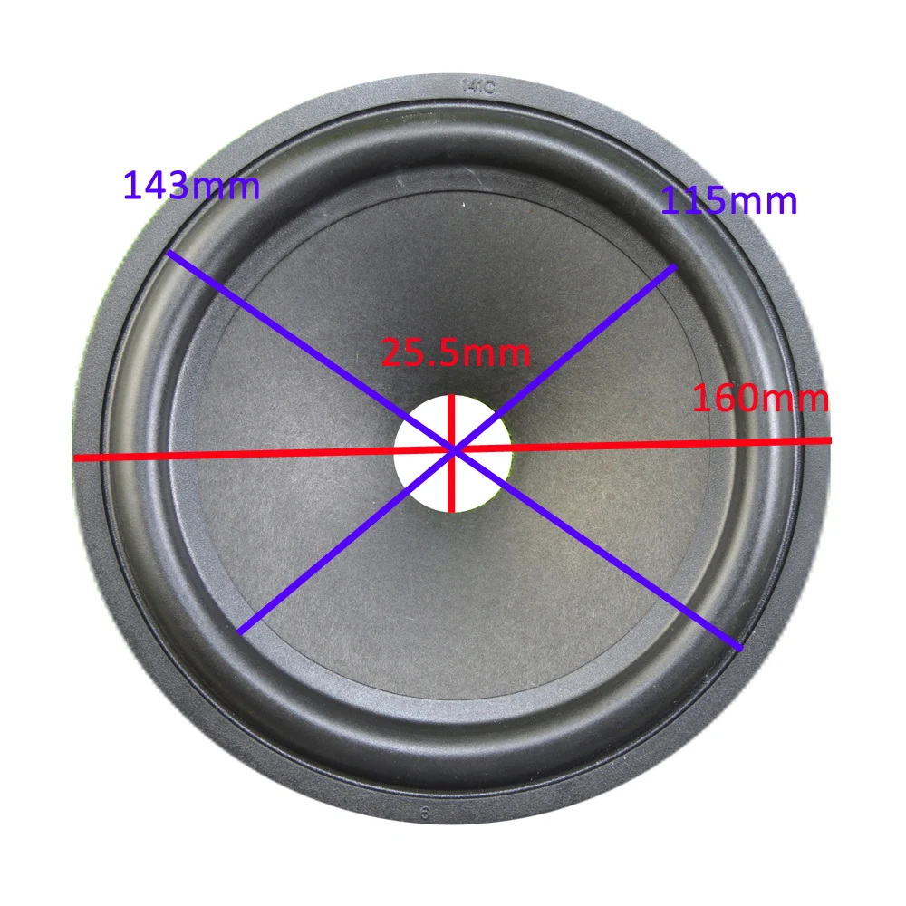 6,5 дюймов громкий динамик бумажный конус 141C(160 мм* 143 мм* 115 мм* 25,5 мм) 35 мм высота с резиновым краем динамик сабвуфер бумажный конус