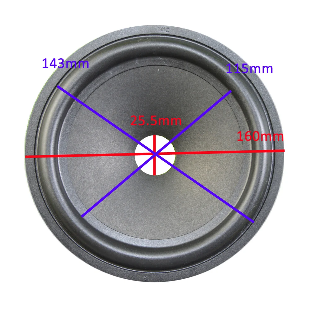 

6.5 inch Loudspeaker Paper Cone 141C (160mm*143mm*115mm*25.5mm) 35mm Height With Rubber Edge Speaker Woofer Paper Cone