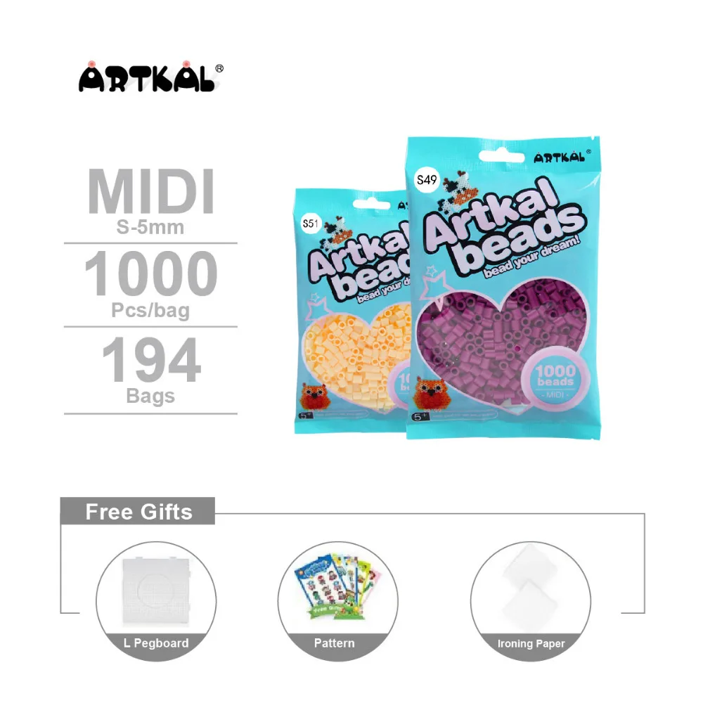 194 цветов artkal fuse beads S 5mm perler design 1000 шт./пакет pixel midi DIY creative toy SB1000 FS|perler 1000|fuse beadsbeads |