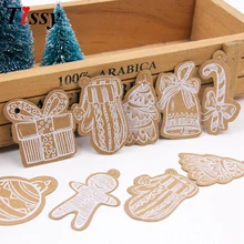 50PCS Christmas Series Kraft Paper Tags Multi Types DIY Crafts Hang Tag With Rope Christmas Party Labels Gift Wrapping Supplies
