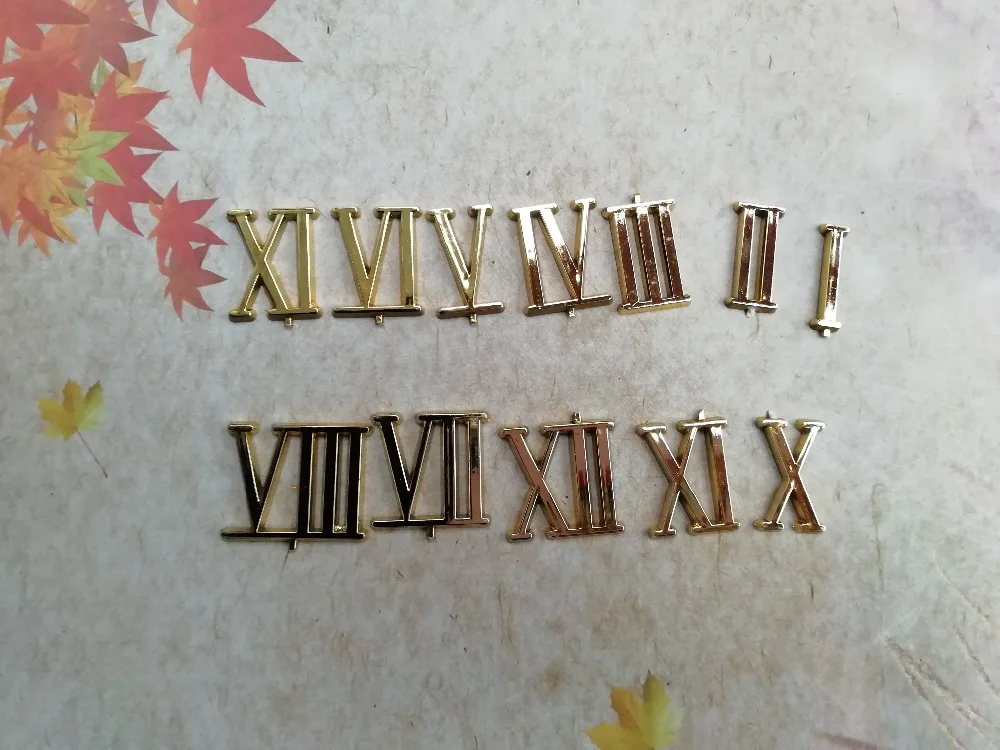 NEW Wholesale 20Sets 2CM Plastic Gold Color Roman Numbers for Quartz Clock Accessories