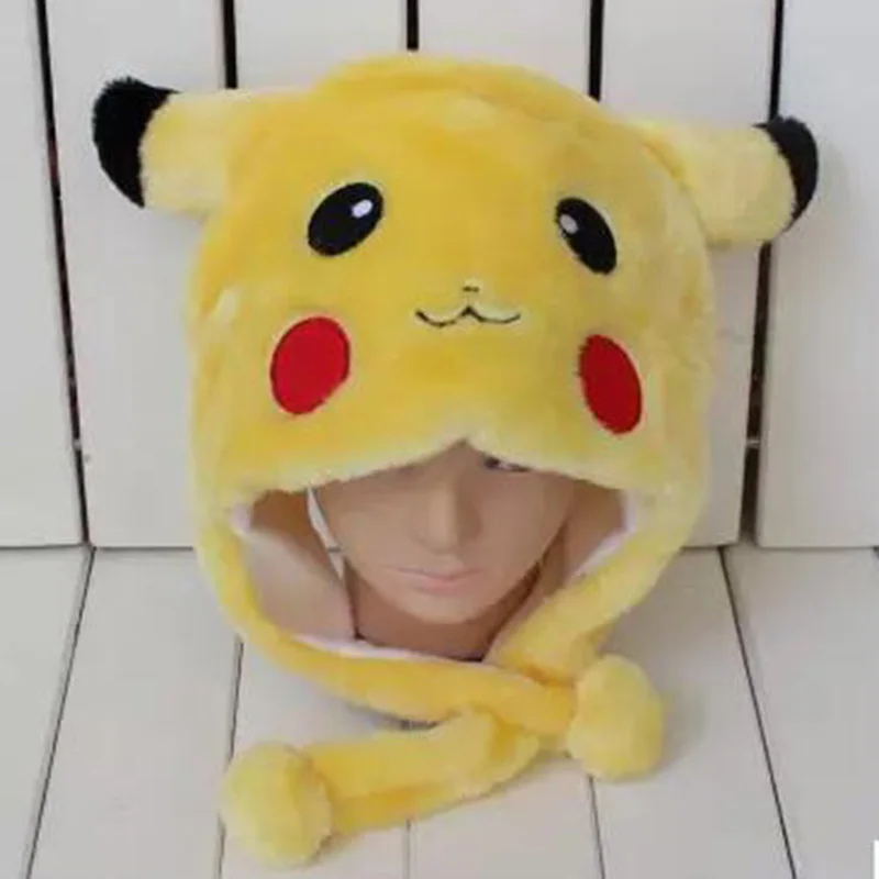 

New Cute Cartoon Pokemon Pikachu Bonnet Hat Women Men Costume Cosply Gorras Cap Autumn And Winter Kids Warm Beanies Hat 65ZA189
