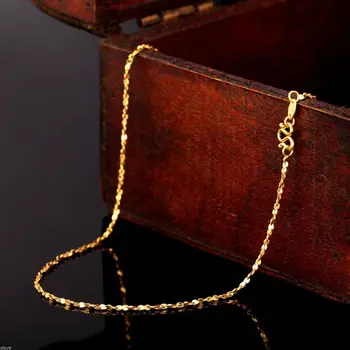 Authentic 24K 999 Yellow Gold Full Necklace For Women Female Best Gift Lover Party Wedding Necklace New 2.5-3g Hot Fashion 2