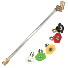 Давление палочка шайбы с регулируемым углом наклона сопла, 16 дюймов Нержавеющая сталь струйная трубка 180 градусов с 5 углов быстрое соединение