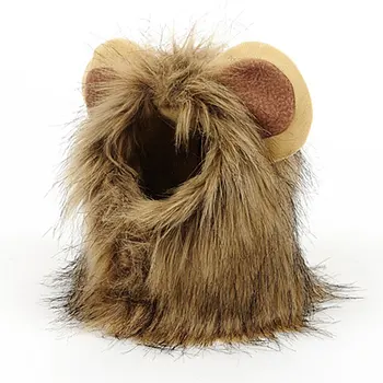 

warm Pet Cat Dog Emulation Lion Hair Mane Ears Head Cap Autumn Winter Dress Up Costume Muffler Scarf