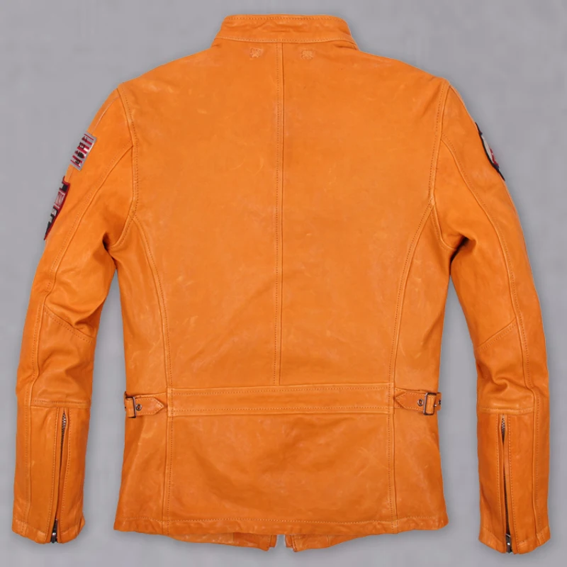 Discount air force pilot leather jacket male genuine cow leather clothing thick cowhide stand collar slim design jacket