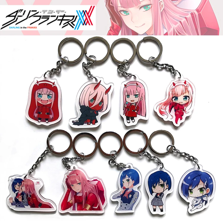

Anime DARLING in the FRANXX 02 HIRO ZERO TWO Keychain Cosplay Acrylic Figure Keyring Pendant Charms Hanging Ornament