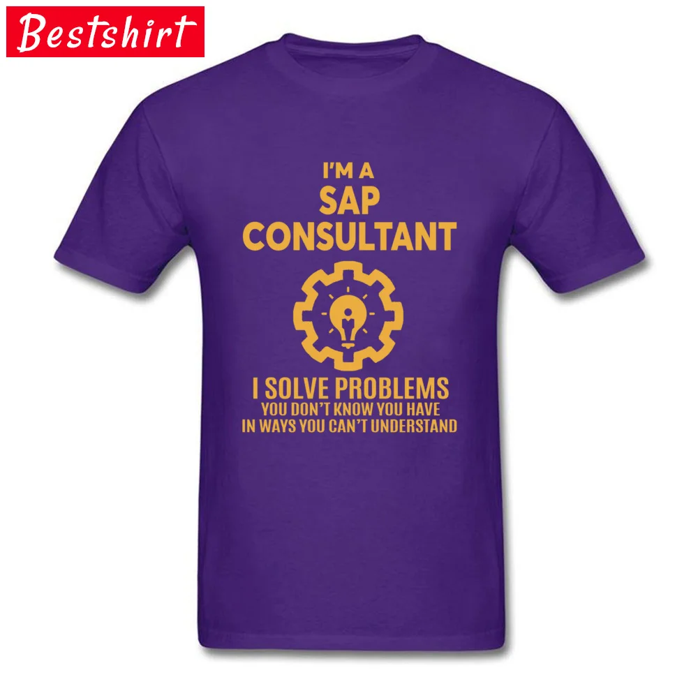 Printed T Shirts for Men Normal Fall Tops Shirt Short Sleeve New Arrival Design Tops T Shirt O-Neck Pure Cotton SAP CONSULTANT NICE DESIGN 2017 11368 purple