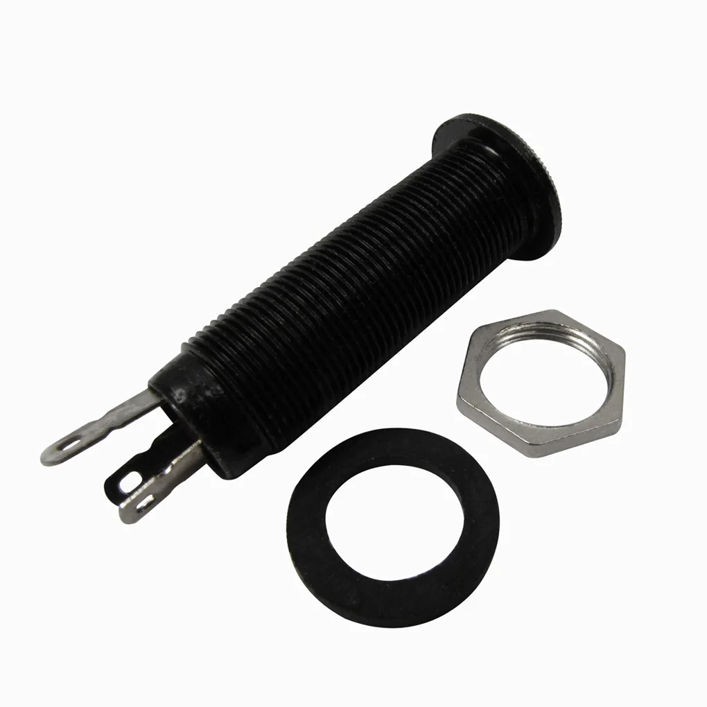 NEW 1pcs Electric Guitar Jack 1/4" 6.35mm Threaded Cylinder Output Input Plug Socket Black | Спорт и развлечения
