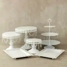 6pcs/set Gold White Metal Grand Baker Cake Stand Set