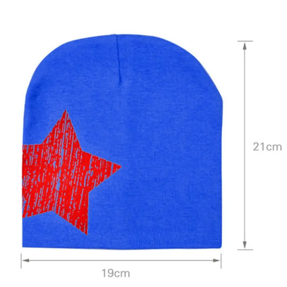 Модная детская Шапка-бини, мягкая хлопковая шапка со звездами для мальчиков и девочек, теплые разноцветные Шапки для малышей - Цвет: Dark Blue