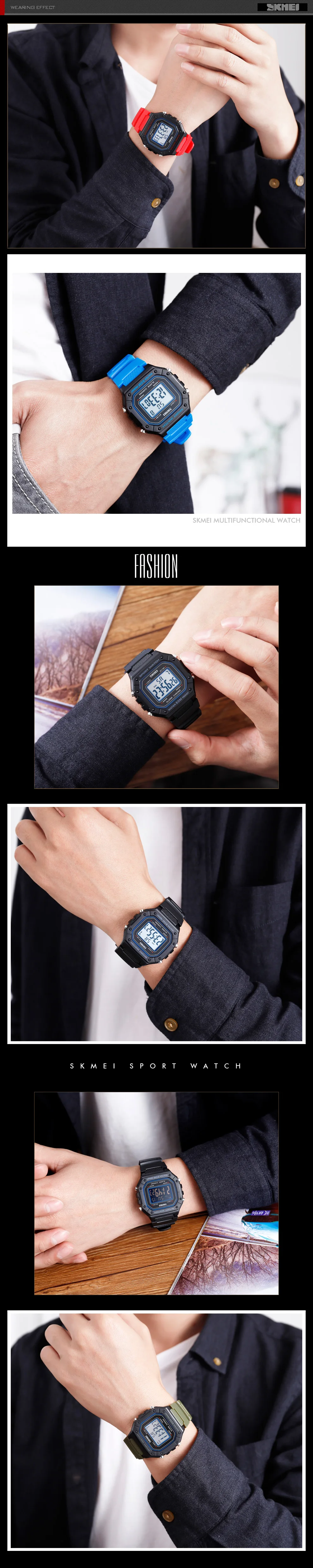 SKMEI 1496 уличные мужские цифровые наручные часы водонепроницаемые с будильником студенческие спортивные часы с секундомером 12/24 часа часы Relogio Masculino