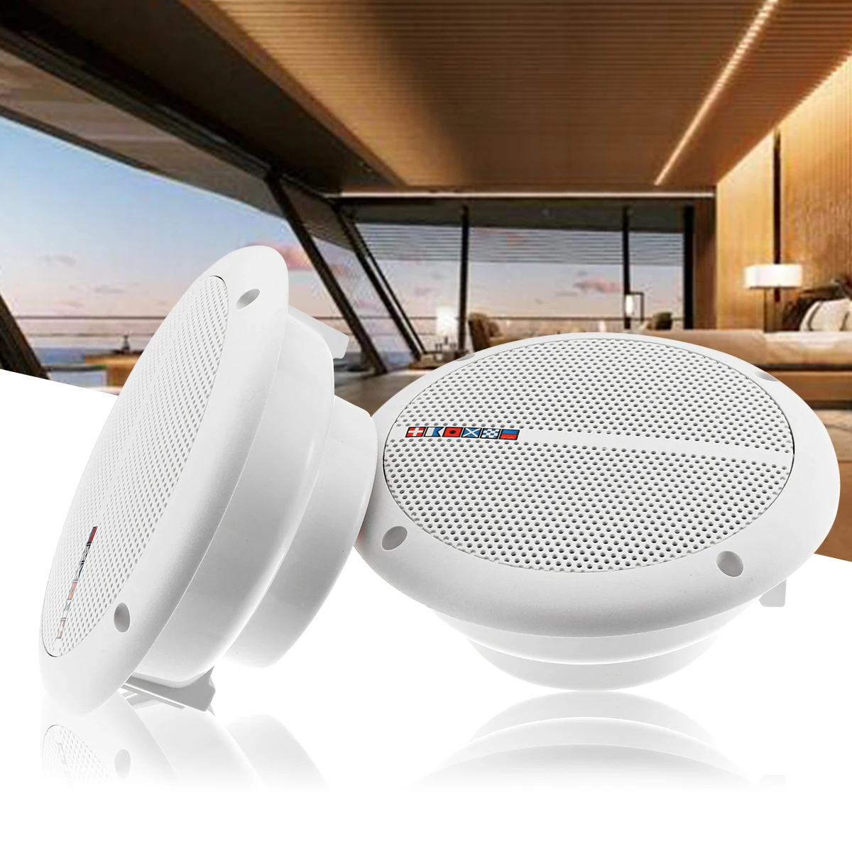 

2x 70W Waterproof Ceiling Speaker Syatems 2-Way Flush Mount Home Theater Loundspeaker Amplifier In-Wall/Boat/Car/Marine