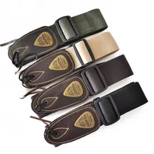 Высококачественный хлопковый ремешок для гитары с кожаной головкой, ремень для электрогитары, ремень для бас-гитары