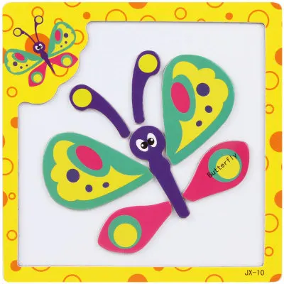 Детские деревянные игрушки 3D Магнитные Головоломки фигуры на доску/Животные познавательные головоломки игрушки для детей творческие Раннее Обучение - Цвет: Butterfly