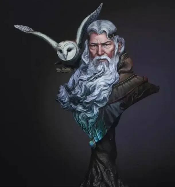 

1/10 Scale Resin Bust Master and Owl Figure Model Kit Free Shipping