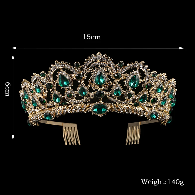 Hair Accessory Hair Headdress Bridal Headwear Hair Band Crown Hair Comb Jewelry Accessories European Drop Crystal Tiaras Vintage Gold Color Rhinestone Pageant Crowns Comb Baroque