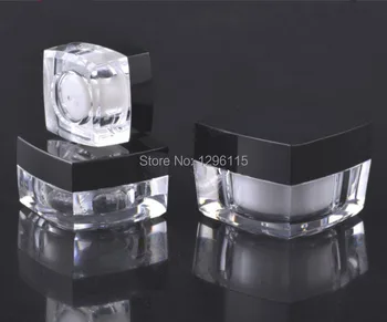 

50pcs/lot 5g empty square acrylic cream jar 5ml for cosmetic container black color