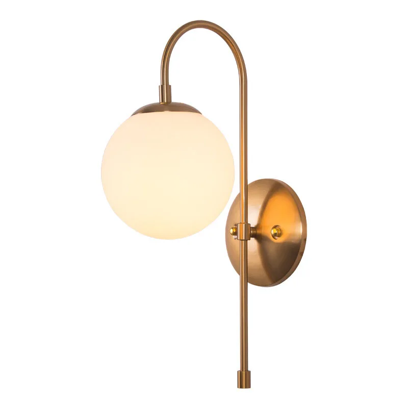Modern Gold Wall Light White Glass Ball Wall Lamp Bedside Hotel Home Indoor Wall Lighting Fixture LED Creative Home Lights (9)