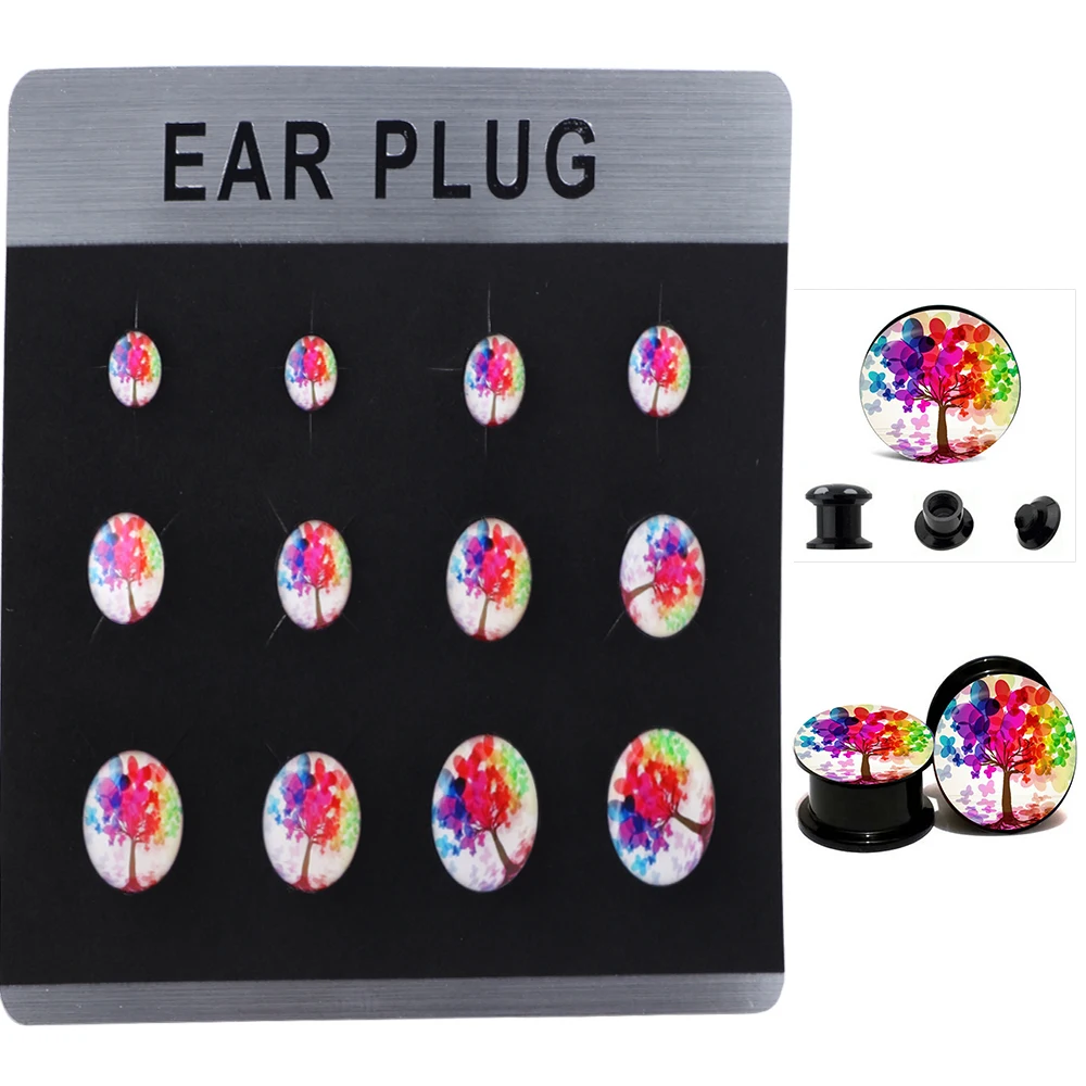 

TIANCIFBYJS Logo Flesh Tunnels Acrylic Screw Piercing Jewelry Ear Stretching Lobe Plug Tunnel Earring Body Jewelry 60pcs 5 Cards