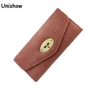 

Unishow Envelope Women Wallet Vintage Women Purse Brand Female Lady Wallet Clutch Retro Lock Purse Wallet With Card Holders